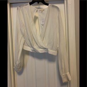 UO Silence + Noise Deep V-Neck Wrap Top